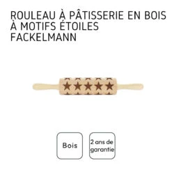 Rouleau à Pâtisserie En Bois Motif étoiles 40 Cm Fackelmann Noël 3154250 -Homcom Boutique 3176238315425 4