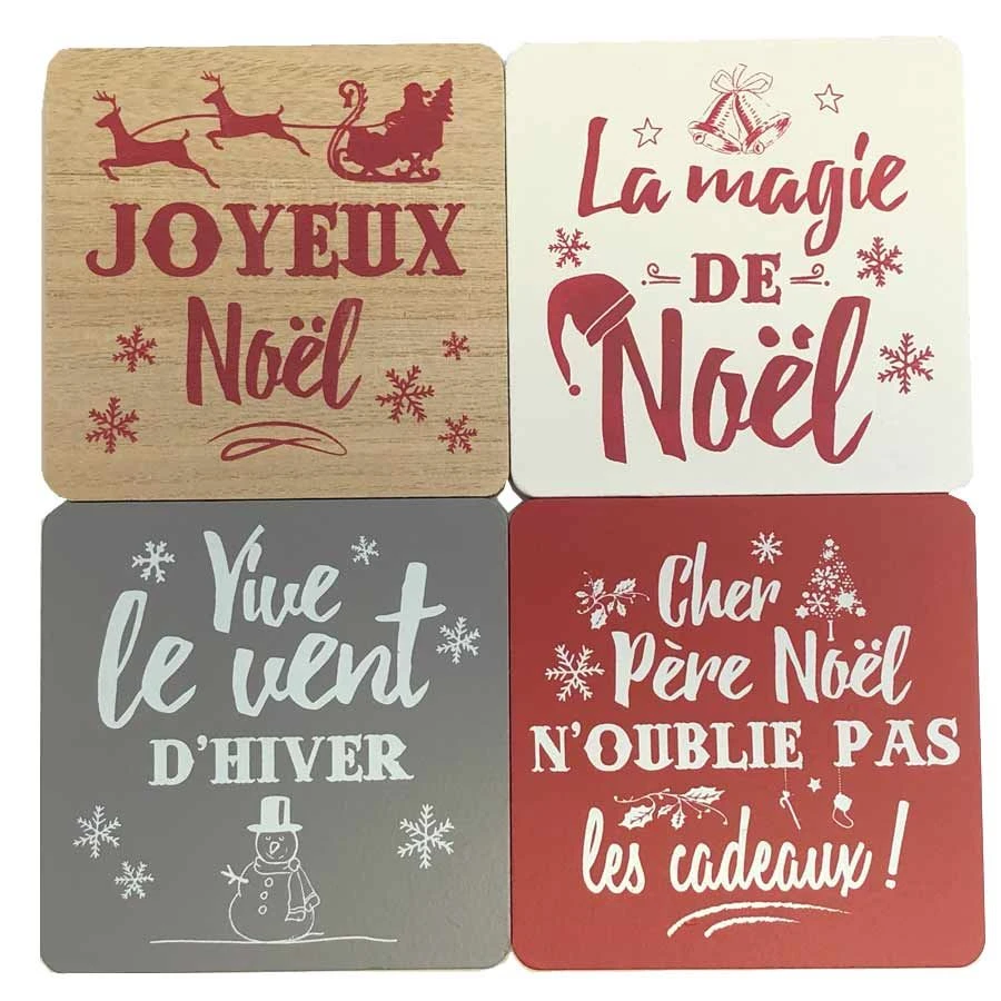 Enesco Set De 4 Sous Verres Noël 1 Enesco Set De 4 Sous Verres Noël