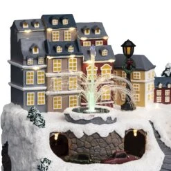 Village De Noël Toits Et Fontaine 36 LED