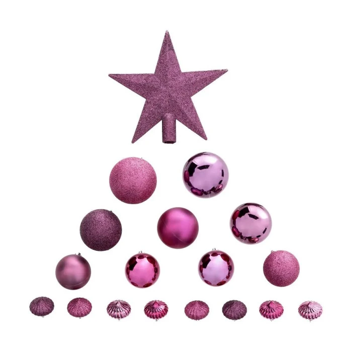 ATMOSPHERA Kit 18 Pièces Déco De Noël "Colorama" 23cm Cassis 1 ATMOSPHERA Kit 18 Pièces Déco De Noël "Colorama" 23cm Cassis