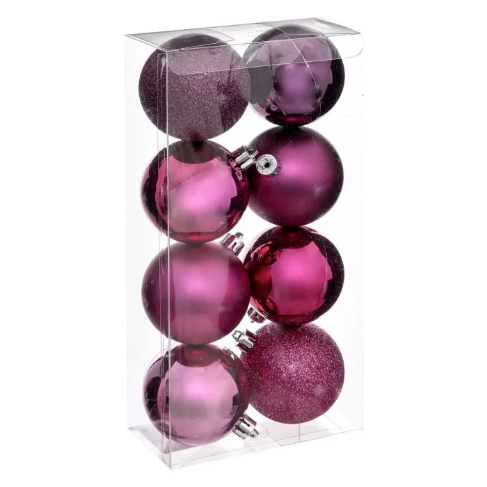 ATMOSPHERA Lot De 8 Boules De Noël "Colorama" 7cm Cassis 1 ATMOSPHERA Lot De 8 Boules De Noël "Colorama" 7cm Cassis