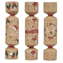 ATMOSPHERA Lot De 6 Crackers De Noël Déco "Kraft" 21cm Naturel