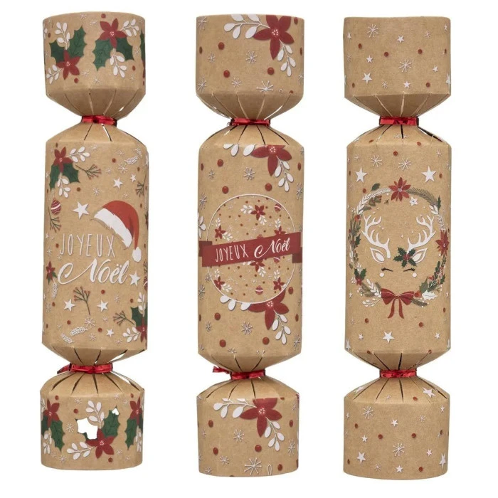 ATMOSPHERA Lot De 6 Crackers De Noël Déco "Kraft" 21cm Naturel 1 ATMOSPHERA Lot De 6 Crackers De Noël Déco "Kraft" 21cm Naturel