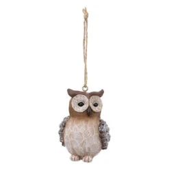 ATMOSPHERA Sujet De Noël Hibou "Marron Glacé" 7cm Naturel