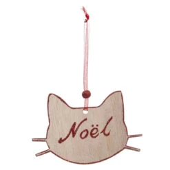 ATMOSPHERA Lot De 4 Sujets De Noël "Chat" 12cm Beige & Rouge -Homcom Boutique 3560231593193 4