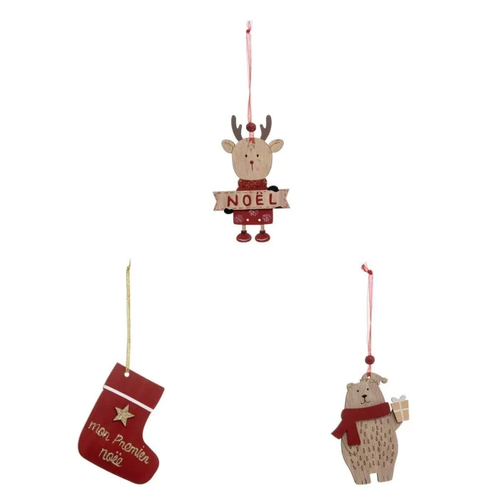 ATMOSPHERA Lot De 3 Sujets De Noël "Mon Premier" 11cm Rouge 2 ATMOSPHERA Lot De 3 Sujets De Noël "Mon Premier" 11cm Rouge – Image 2