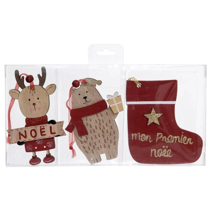 ATMOSPHERA Lot De 3 Sujets De Noël "Mon Premier" 11cm Rouge 5 ATMOSPHERA Lot De 3 Sujets De Noël "Mon Premier" 11cm Rouge – Image 5