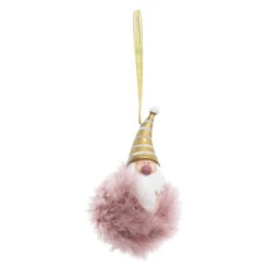 ATMOSPHERA Sujet De Noël "Lutin Plumes" 13cm Rose & Or