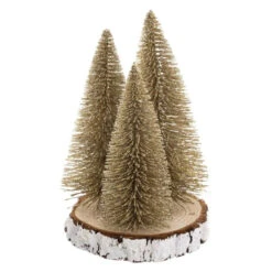 ATMOSPHERA Lot De 3 Sapins De Noël Déco "Rondin" 20cm Or
