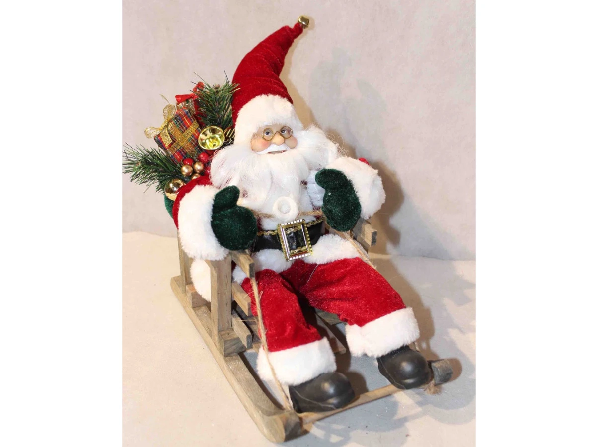 Père Noël Velours Luge Rouge - FEERIC CHRISTMAS 2 Père Noël Velours Luge Rouge - FEERIC CHRISTMAS – Image 2