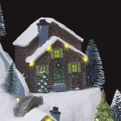 Village De Noël Animé, Lumineux Et Musical Piste De Ski Montagne - Multicolore -Homcom Boutique 3560233790019 4