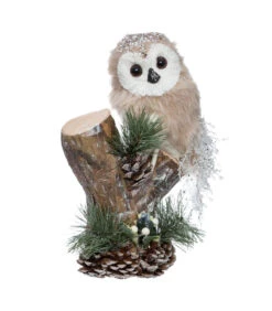 Déco De Noël Hibou Sur Une Branche H 30 Cm