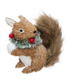 Déco De Noël Écureuil Avec Collier De Houx