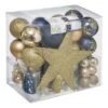 Déco De Sapin De Noël Kit 44 Pièces, Boule, Guirlande Et Cimier - Bleu Et Or