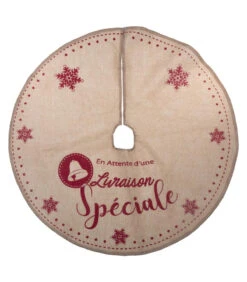 Déco De Noël Tapis Pour Pied De Sapin En Jute Imprimée D 90 Cm