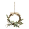 Couronne De Noël Décorée Baies Beige, Branches Et Noeud En Jute D 36 Cm
