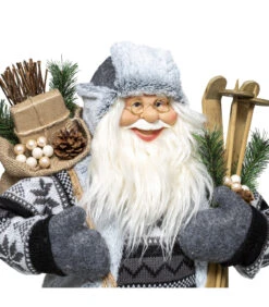 Père Noël Traditionnel Skieur H 60 Cm