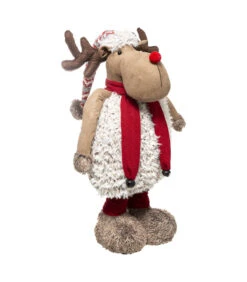 Déco Noël Renne Télescopique Avec écharpe Et Fourrure H Maxi 144 Cm