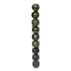 Lot De 9 Boules De Noël "Colorama" 6cm Olive