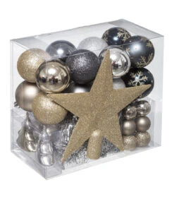 Déco De Sapin De Noël Kit 44 Pièces, Boule, Guirlande Et Cimier - Multicolore