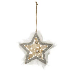 Sujet De Noël Étoile "Hors Piste" 12cm Argent