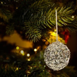 Boule De Noël 80 Mm Or Avec Paillettes -Homcom Boutique 3560238349779 3