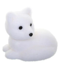Déco De Noël Renard Couché Blanc Floqué