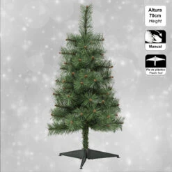 Sapin Nebraska 70 Cm + 6 Boules De Noël Blanches 60 Mm + 6 Décorations De Noël En Bois De Jute