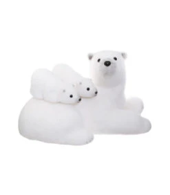 Déco De Noël Ours Couché Et Ses 2 Bébés Sur Le Dos 40 X 25 Cm