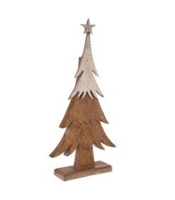 Arbre De Noël Sapin En Bois Et Métal Piqué H 52 Cm