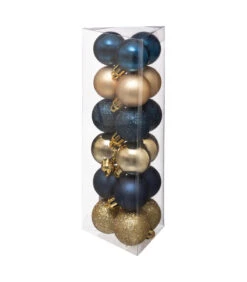 Déco De Sapin Lot De 18 Boules De Noël D 3 Cm - Bleu Et Champagne
