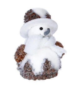 Déco De Noël Bonhomme De Neige Chapeau Et Pommes De Pin H 29 Cm