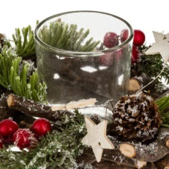 Lot De 4 Photophores Bûche "Soir De Noël" 39cm Vert