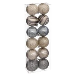 ATMOSPHERA Lot De 12 Boules De Noël "Manoir D'Hiver" 4cm Violet