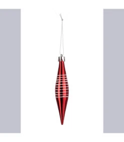 Lot De 3 Boules De Noël Forme Glaçons Pailletés Rouge