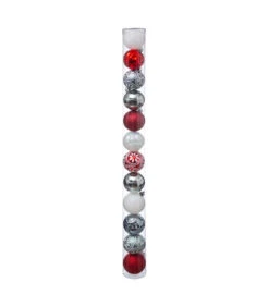 Déco De Sapin Lot De 12 Boules De Noël D 6 Cm - Rouge Et Argent