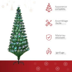 HOMCOM Sapin De Noël Artificiel Lumineux Fibre Optique LED Multimode Multicolore + Support Pied Ø 84 X 180H Cm 230 Branches étoile Sommet Brillante Vert -Homcom Boutique 3662970008966 4