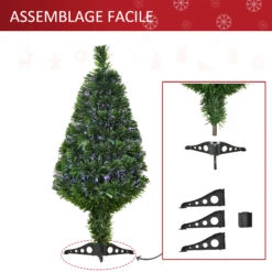 HOMCOM Sapin De Noël Artificiel Lumineux Fibre Optique Multicolore + Support Pied Ø 48 X 90H Cm 90 Branches Vert -Homcom Boutique 3662970041055 6