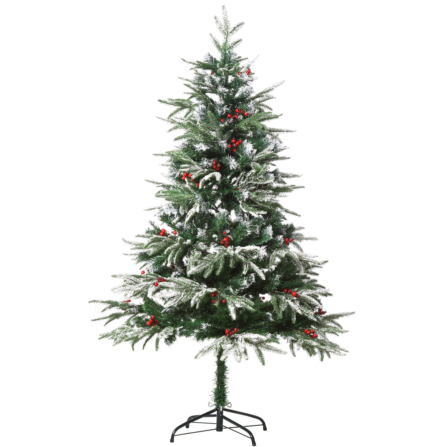 HOMCOM Sapin De Noël Artificiel Enneigé Ø 75 X 150H Cm 451 Branches épines Imitation Nordmann Grand Réalisme 56 Houx 2 HOMCOM Sapin De Noël Artificiel Enneigé Ø 75 X 150H Cm 451 Branches épines Imitation Nordmann Grand Réalisme 56 Houx – Image 2