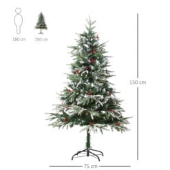 HOMCOM Sapin De Noël Artificiel Enneigé Ø 75 X 150H Cm 451 Branches épines Imitation Nordmann Grand Réalisme 56 Houx 9 HOMCOM Sapin De Noël Artificiel Enneigé Ø 75 X 150H Cm 451 Branches épines Imitation Nordmann Grand Réalisme 56 Houx -Homcom Boutique 3662970073902 3
