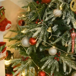 HOMCOM Sapin De Noël Artificiel Enneigé Ø 75 X 150H Cm 451 Branches épines Imitation Nordmann Grand Réalisme 56 Houx 11 HOMCOM Sapin De Noël Artificiel Enneigé Ø 75 X 150H Cm 451 Branches épines Imitation Nordmann Grand Réalisme 56 Houx -Homcom Boutique 3662970073902 5