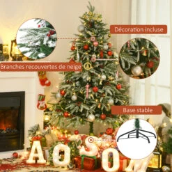 HOMCOM Sapin De Noël Artificiel Enneigé Ø 75 X 150H Cm 451 Branches épines Imitation Nordmann Grand Réalisme 56 Houx 12 HOMCOM Sapin De Noël Artificiel Enneigé Ø 75 X 150H Cm 451 Branches épines Imitation Nordmann Grand Réalisme 56 Houx -Homcom Boutique 3662970073902 6