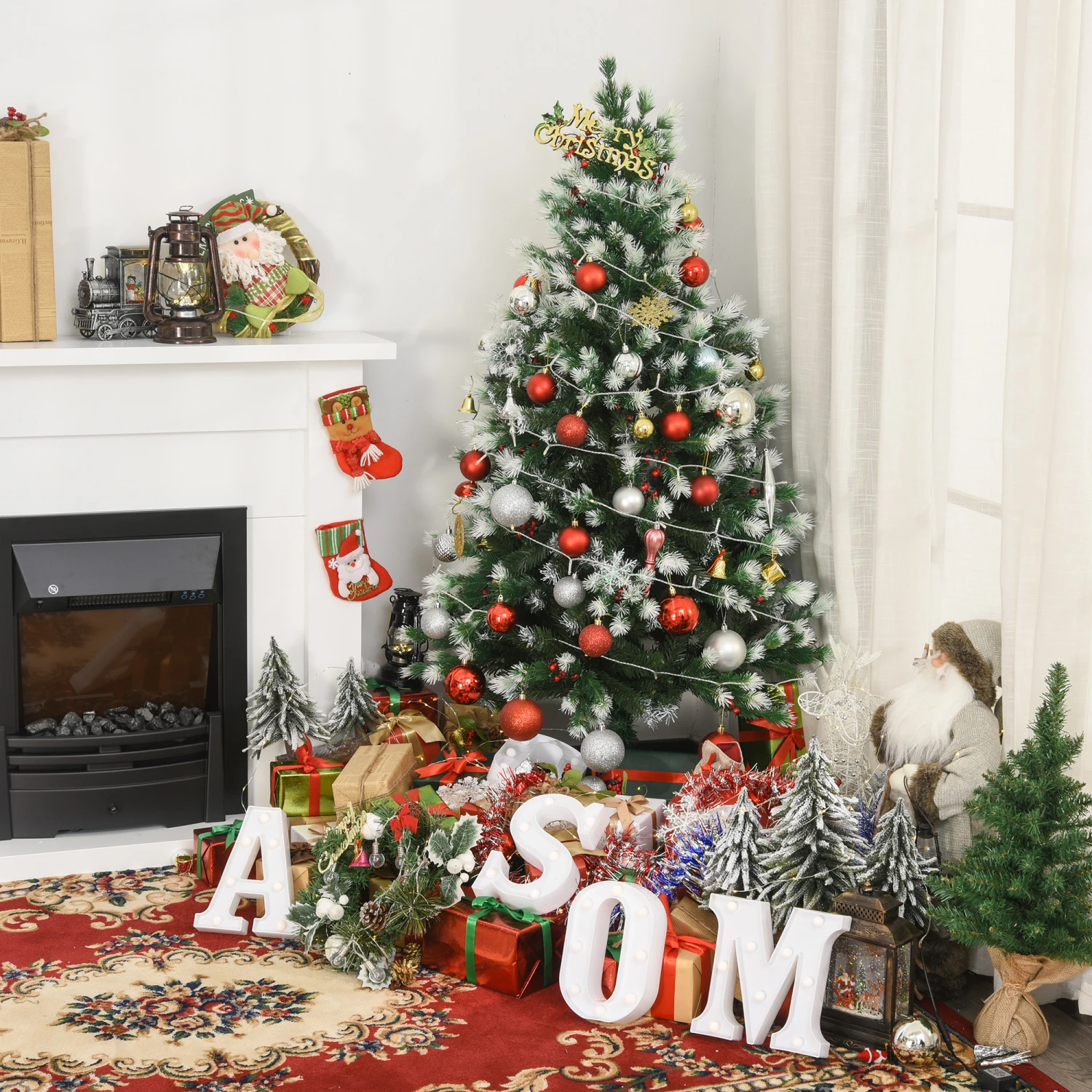 HOMCOM Sapin De Noël Artificiel Branches Enneigées Ø 75 X 150H Cm 554 Branches épines Imitation Nordmann Grand Réalisme 41 Houx 1 HOMCOM Sapin De Noël Artificiel Branches Enneigées Ø 75 X 150H Cm 554 Branches épines Imitation Nordmann Grand Réalisme 41 Houx