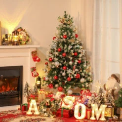 HOMCOM Sapin De Noël Artificiel Branches Enneigées Ø 75 X 150H Cm 554 Branches épines Imitation Nordmann Grand Réalisme 41 Houx 10 HOMCOM Sapin De Noël Artificiel Branches Enneigées Ø 75 X 150H Cm 554 Branches épines Imitation Nordmann Grand Réalisme 41 Houx -Homcom Boutique 3662970073933 4