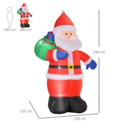 HOMCOM Père Noël Gonflable LED 2,4H M Avec Hotte Polyester Imperméable Rouge -Homcom Boutique 3662970093047 3