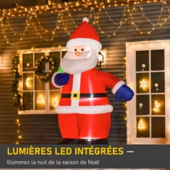 HOMCOM Père Noël Gonflable LED 2,4H M Avec Hotte Polyester Imperméable Rouge -Homcom Boutique 3662970093047 4