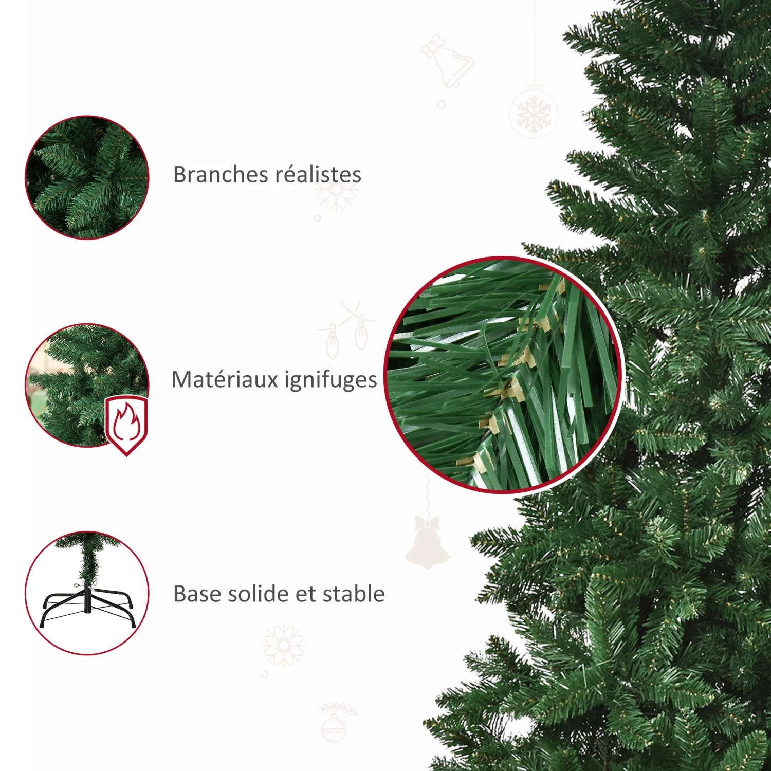 HOMCOM Sapin De Noël Artificiel Ø 75 X 150H Cm 454 Branches épines Imitation Nordmann Grand Réalisme Vert 7 HOMCOM Sapin De Noël Artificiel Ø 75 X 150H Cm 454 Branches épines Imitation Nordmann Grand Réalisme Vert – Image 7