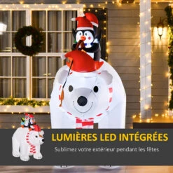HOMCOM Ours Polaire Gonflable De Noël Décoration Gonflable LED De Noël 2,06H M Lumières LED 2 Pingouins Blanc 10 HOMCOM Ours Polaire Gonflable De Noël Décoration Gonflable LED De Noël 2,06H M Lumières LED 2 Pingouins Blanc -Homcom Boutique 3662970094051 4