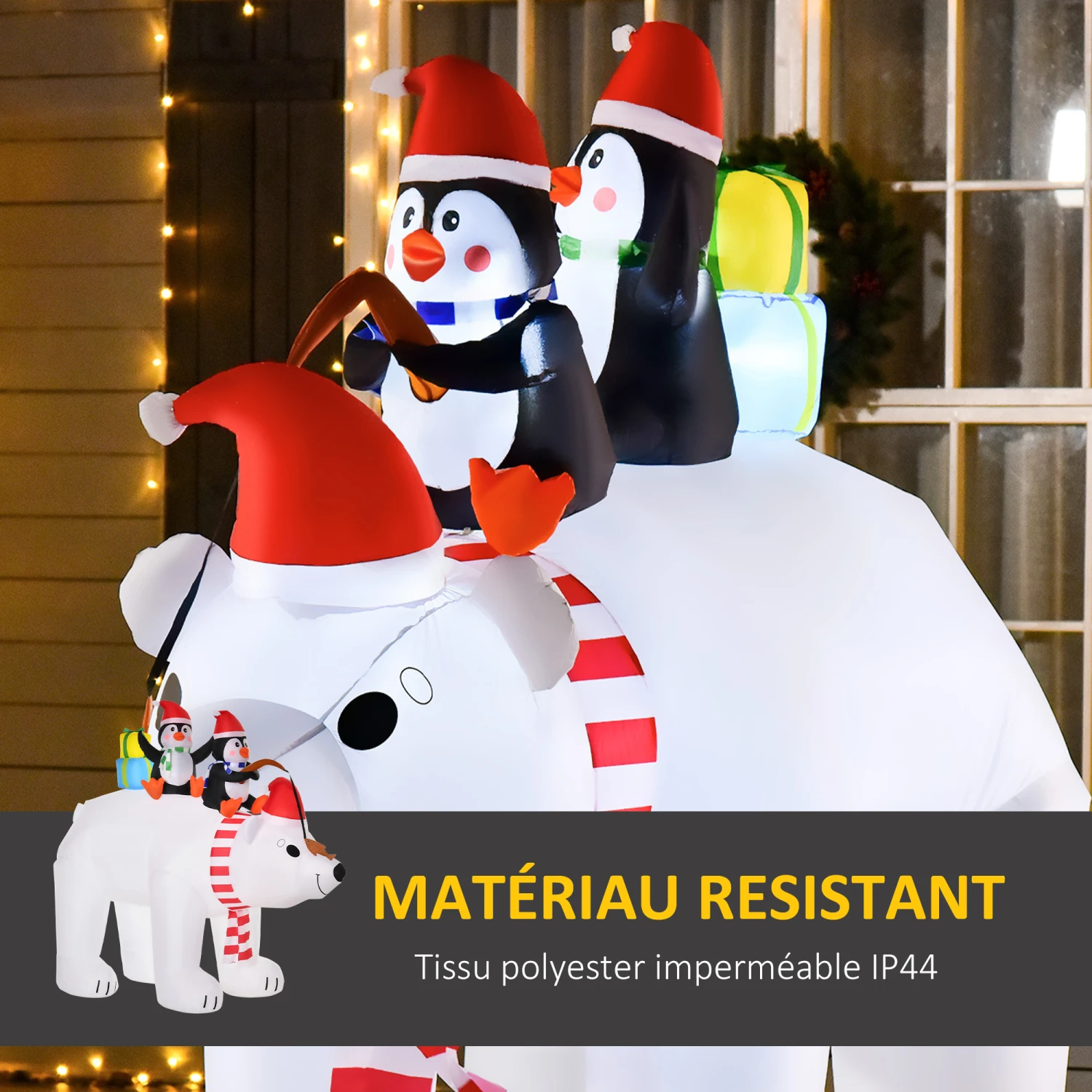 HOMCOM Ours Polaire Gonflable De Noël Décoration Gonflable LED De Noël 2,06H M Lumières LED 2 Pingouins Blanc 5 HOMCOM Ours Polaire Gonflable De Noël Décoration Gonflable LED De Noël 2,06H M Lumières LED 2 Pingouins Blanc – Image 5