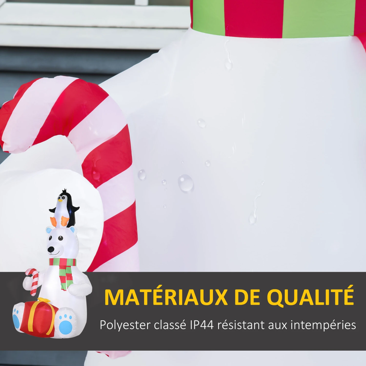 OUTSUNNY Ours Polaire Gonflable De Noël Décoration Gonflable LED De Noël 2,07H M 12 Lumières LED Pingouin Cadeau Blanc 6 OUTSUNNY Ours Polaire Gonflable De Noël Décoration Gonflable LED De Noël 2,07H M 12 Lumières LED Pingouin Cadeau Blanc – Image 6